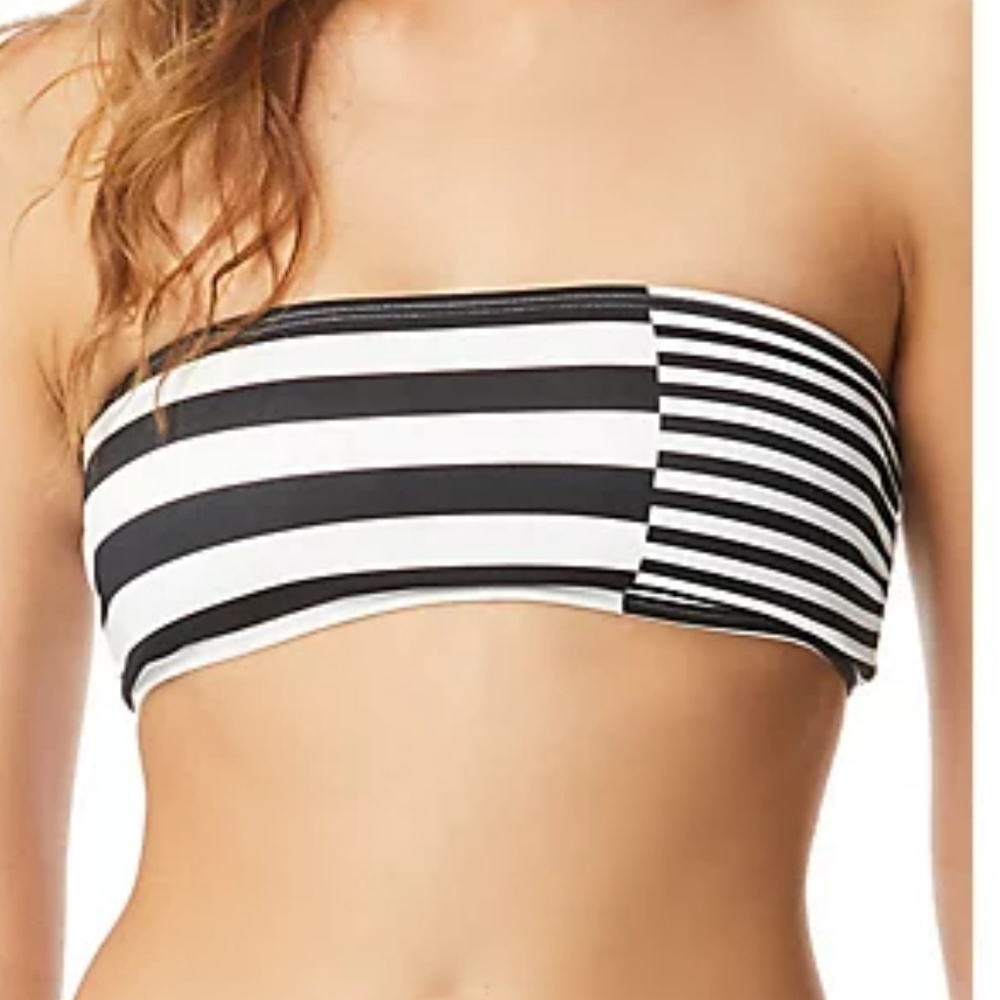 Michael Michael Kors Lace-Up Bandeau Swim Top SZ S